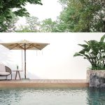 Modern,Style,Swimmimg,Pool,Terrace,With,Blank,Wall,For,Copy